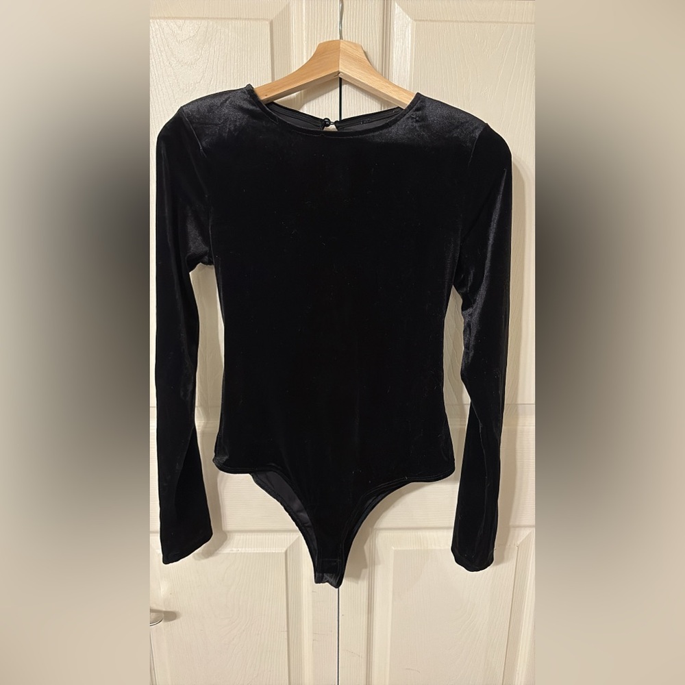 Mendocino Black Velvet Long Sleeve Bodysuit